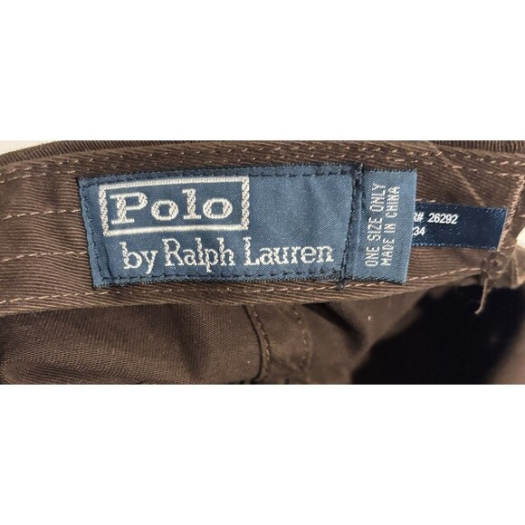 Polo Ralph Lauren Baseball Hat Cap Brown Pony Logo Leather Adjustable Strap - Picture 7 of 7